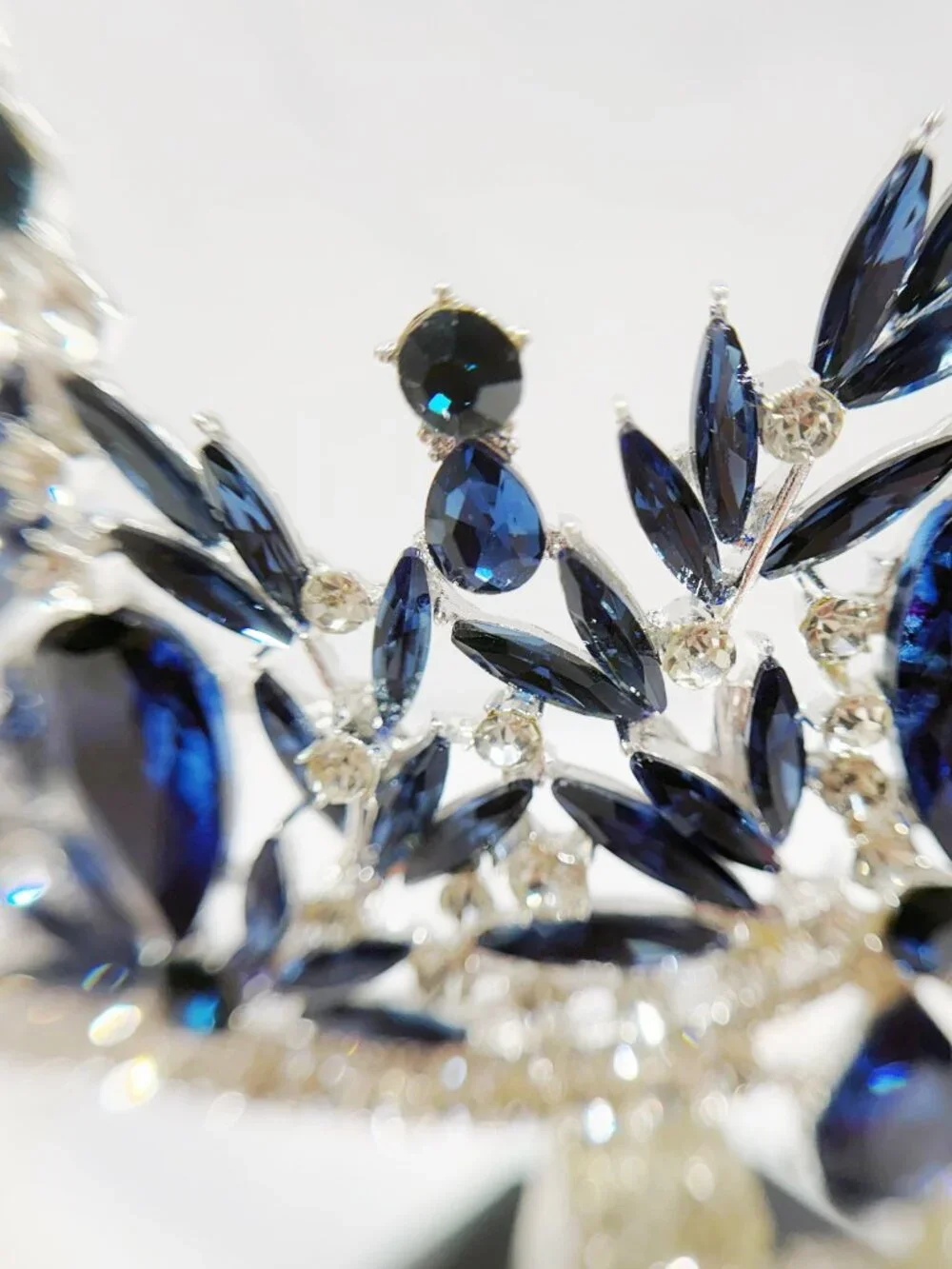 Navy blue tiara, Silver Crystal Crown, Rhinestone Tiara, Formal crown headpiece